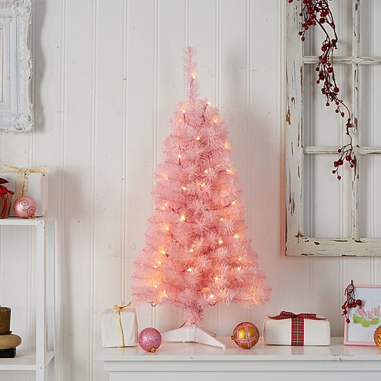 Nearly Natural 3 Foot Pre-Lit Pine Christmas Tree