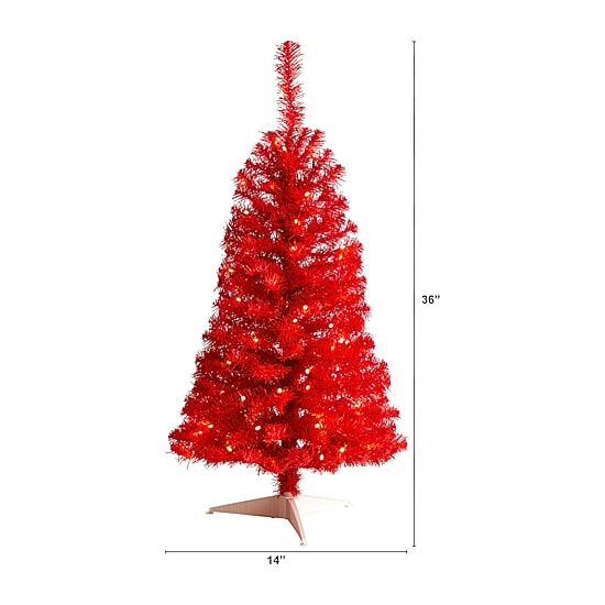 Nearly Natural 3 Foot Pre-Lit Pine Christmas Tree