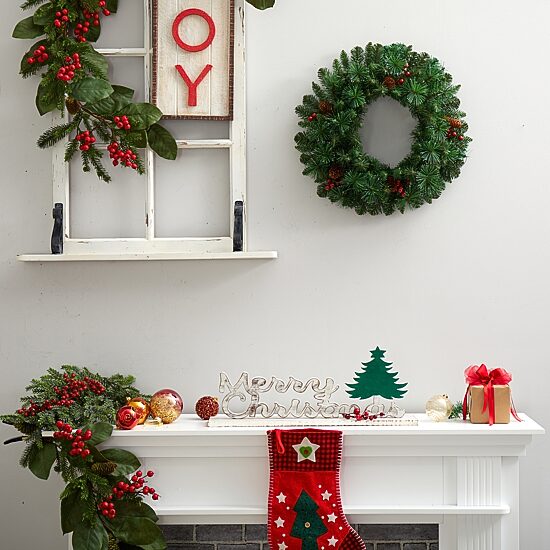 Nearly Natural Pre-Lit Wreath