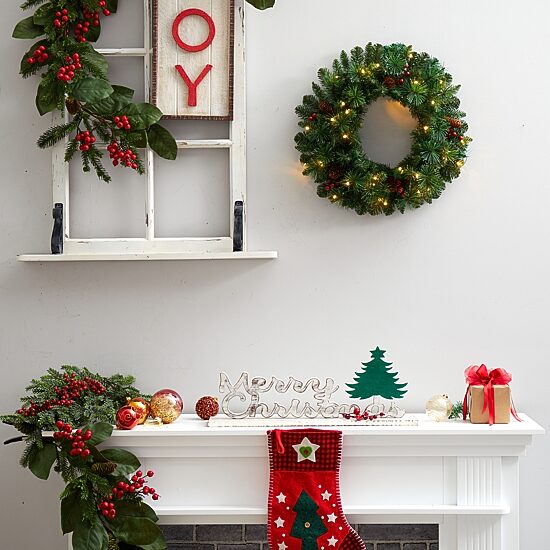 Nearly Natural Pre-Lit Wreath