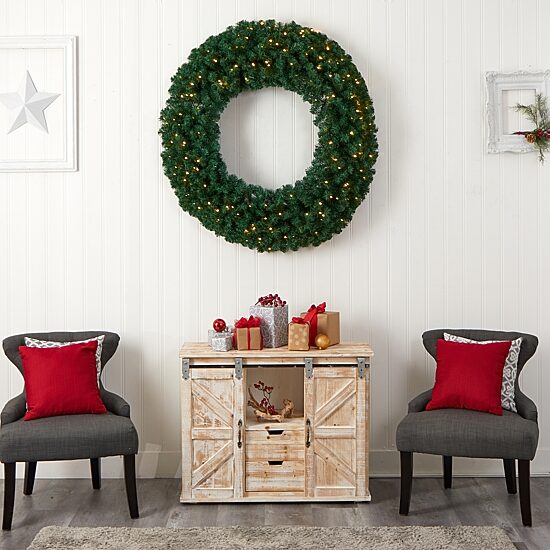 Nearly Natural Pre-Lit Wreath