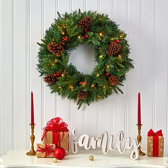 Nearly Natural Pre-Lit Wreath