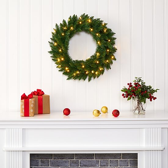 Nearly Natural Pre-Lit Wreath
