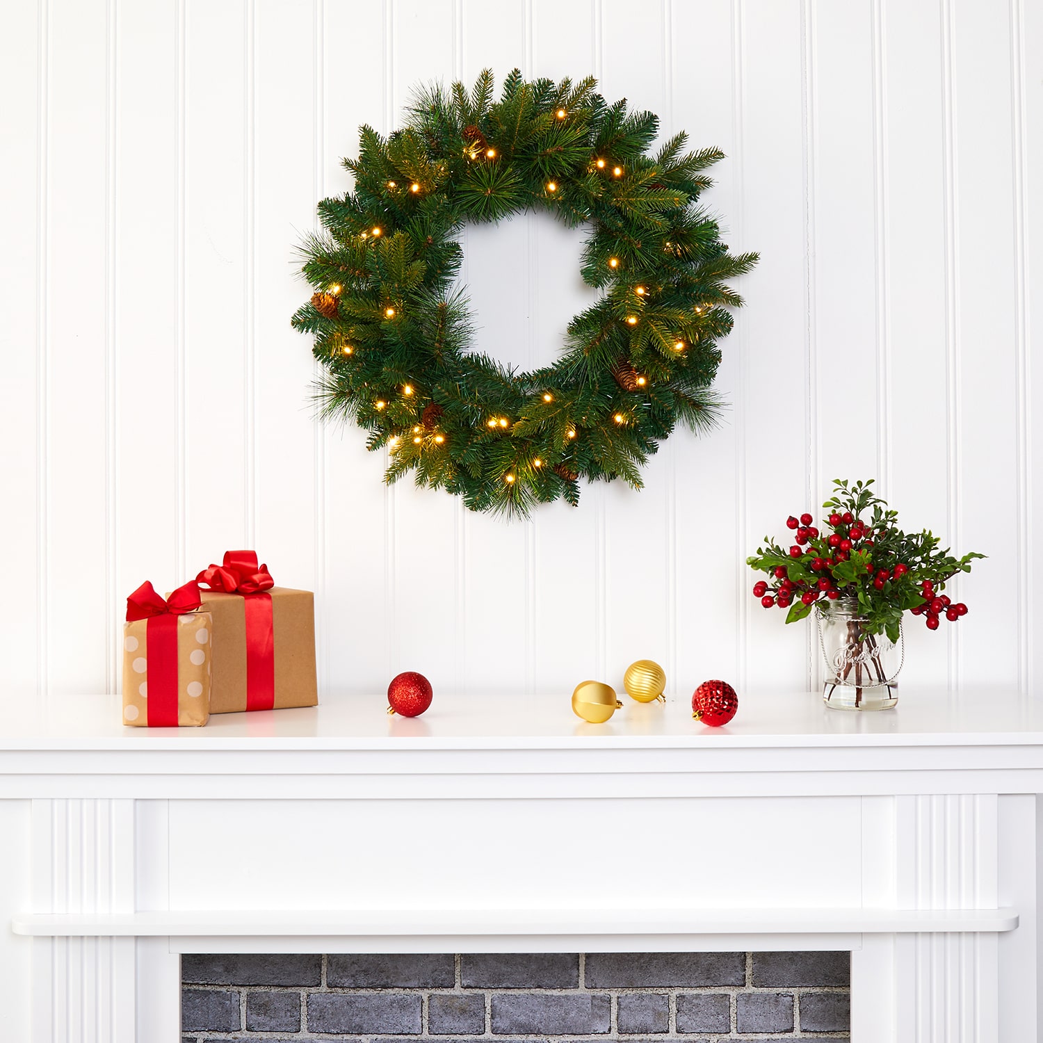 Nearly Natural Pre-Lit Wreath