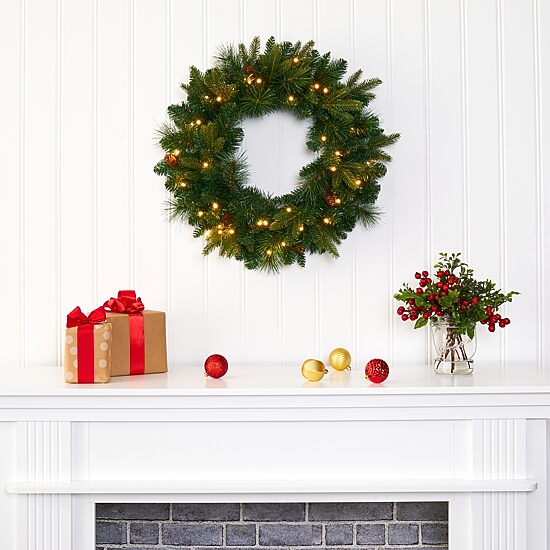Nearly Natural Pre-Lit Wreath