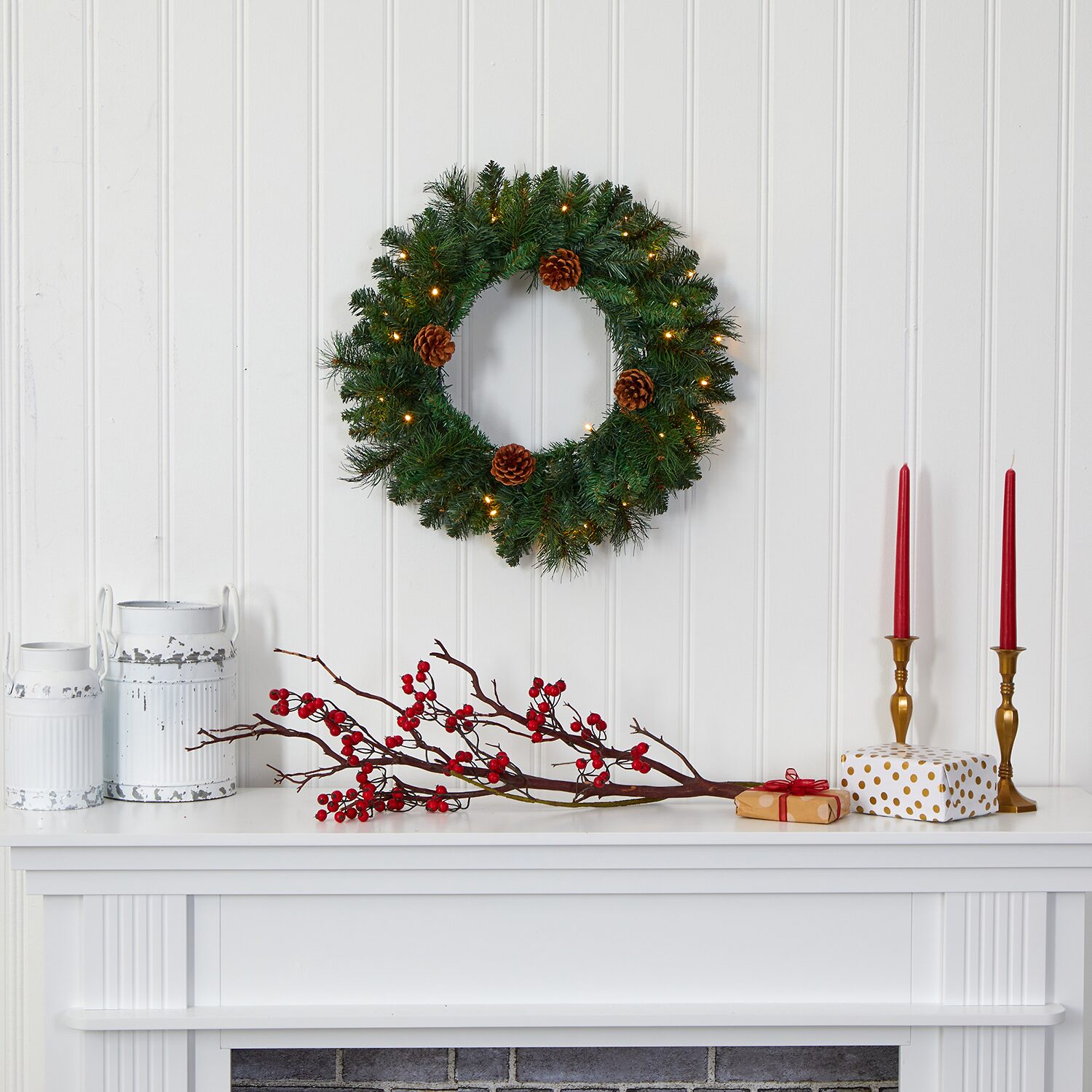 Nearly Natural Pre-Lit Wreath
