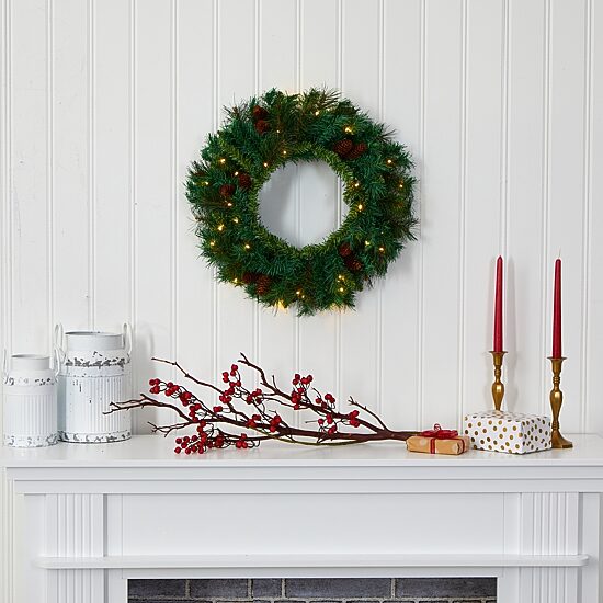Nearly Natural Pre-Lit Wreath