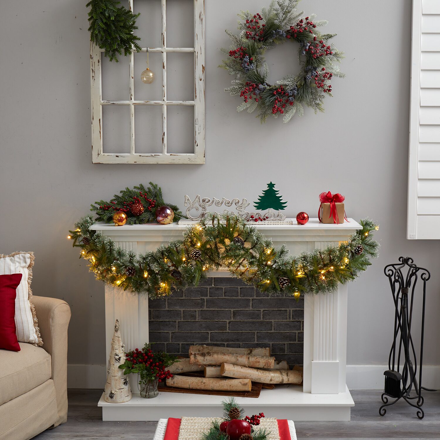 Nearly Natural Pre-Lit Indoor Garland