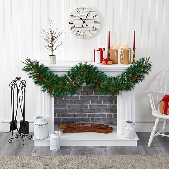 Nearly Natural Pre-Lit Christmas Indoor Garland