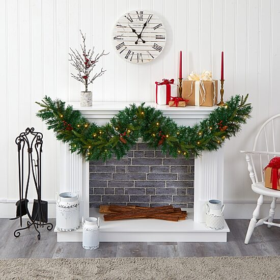 Nearly Natural Pre-Lit Christmas Indoor Garland