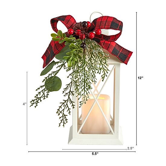 Nearly Natural Berry Pine Lighted Christmas Tabletop Decor
