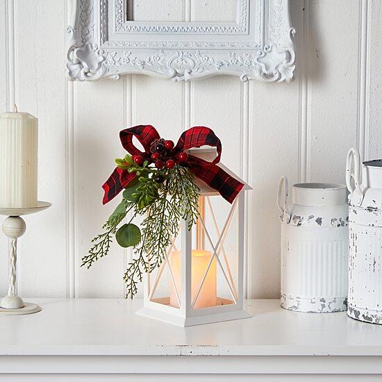 Nearly Natural Berry Pine Lighted Christmas Tabletop Decor