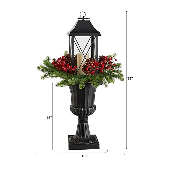 Nearly Natural Greenery Berries And Pinecone Lighted Tabletop Decor