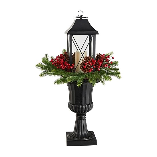 Nearly Natural Greenery Berries And Pinecone Lighted Tabletop Decor