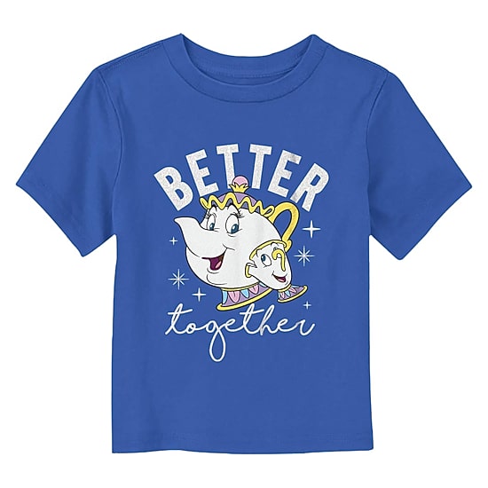 Disney Collection Mrs. Potts And Chip Toddler Unisex Crew Neck Short Sleeve Regular Fit Beauty and the Beast Graphic T-Shirt