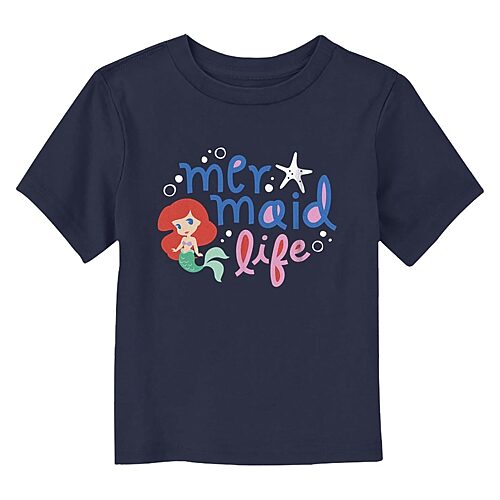 Disney Collection Toddler Girls Crew Neck Short Sleeve Regular Fit Ariel Princess The Little Mermaid Graphic T-Shirt, 2t, Blue