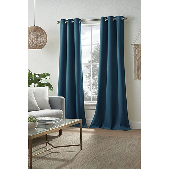 Distant Lands Maura Textured Solid Grommet Top 100% Blackout Single Curtain Panel