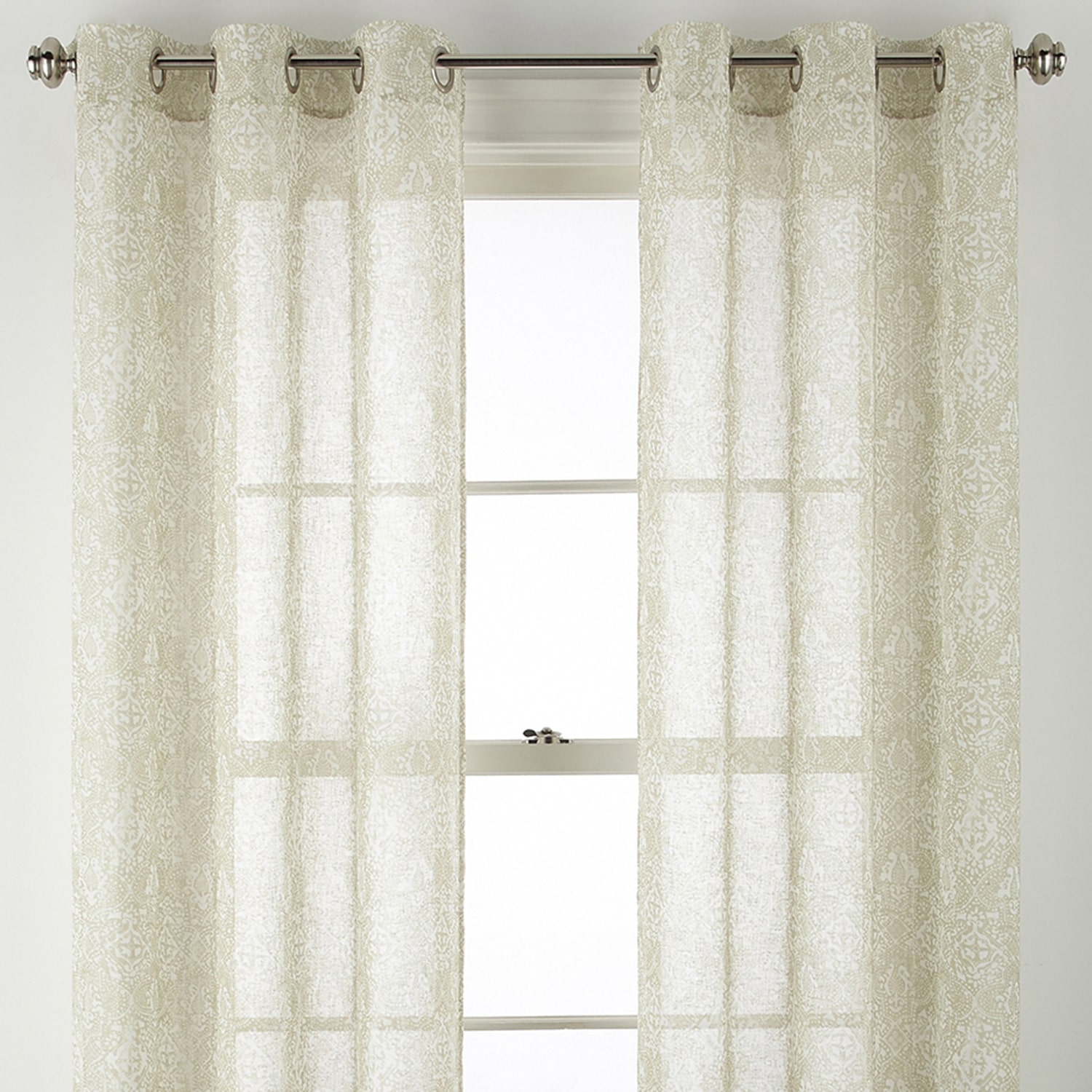 Distant Lands Fiji Printed Grommet Top Sheer Single Curtain Panel