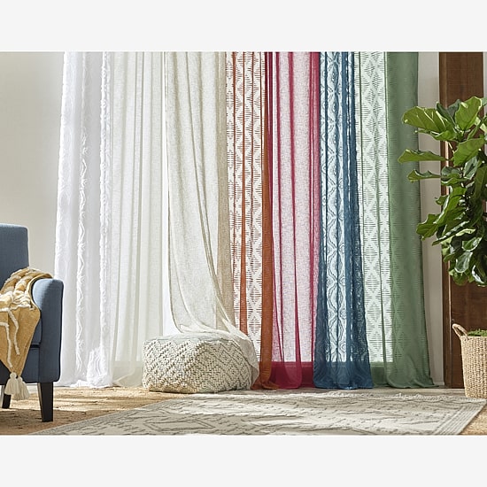 Distant Lands Ogee Clip Grommet Top Sheer Single Curtain Panel