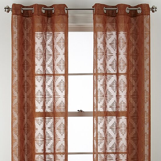 Distant Lands Diamond Clip Grommet Top Sheer Single Curtain Panel
