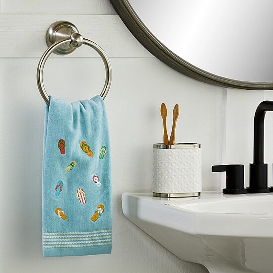 Saturday Knight Flip Flop On Blue 2-pc. Hand Towel