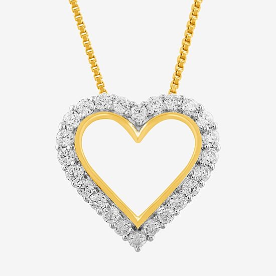 Womens 3/8 CT.T.W. Lab-Grown Diamond 10K Gold Heart Pendant Necklace