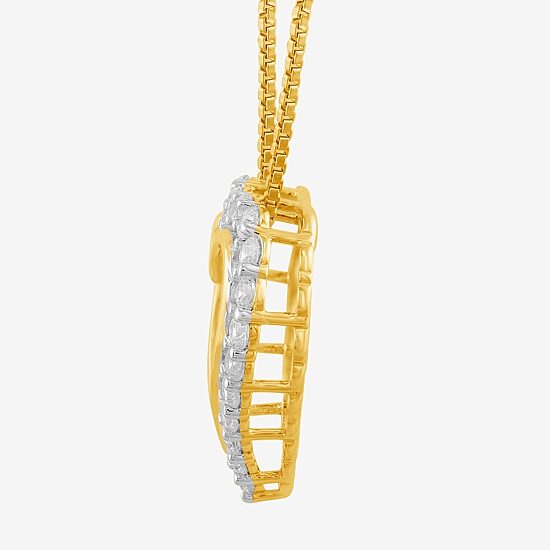 Womens 3/8 CT.T.W. Lab-Grown Diamond 10K Gold Heart Pendant Necklace