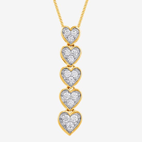 Womens 1/4 CT. T.W. Lab Grown White Diamond 14K Gold Over Silver Heart 18 Inch Pendant Necklace