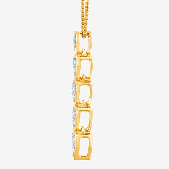 Womens 1/4 CT. T.W. Lab Grown White Diamond 14K Gold Over Silver Heart 18 Inch Pendant Necklace