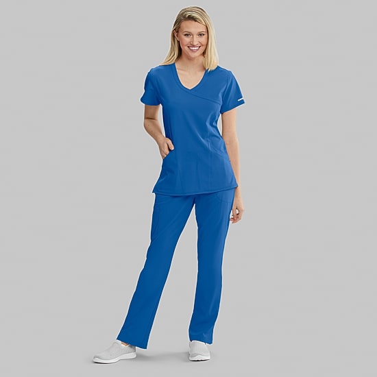 Skechers Sk102 Reliance 3-Pocket Crossover Womens V Neck Short Sleeve Tag Free Stretch Fabric Moisture Wicking Scrub Top