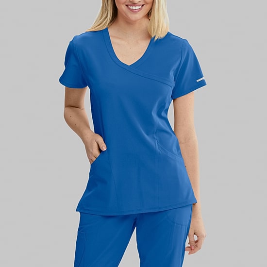 Skechers Sk102 Reliance 3-Pocket Crossover Womens V Neck Short Sleeve Tag Free Stretch Fabric Moisture Wicking Scrub Top