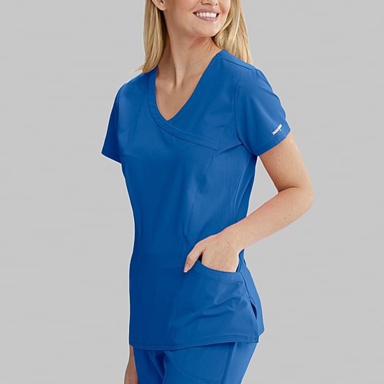 Skechers Sk102 Reliance 3-Pocket Crossover Womens V Neck Short Sleeve Tag Free Stretch Fabric Moisture Wicking Scrub Top