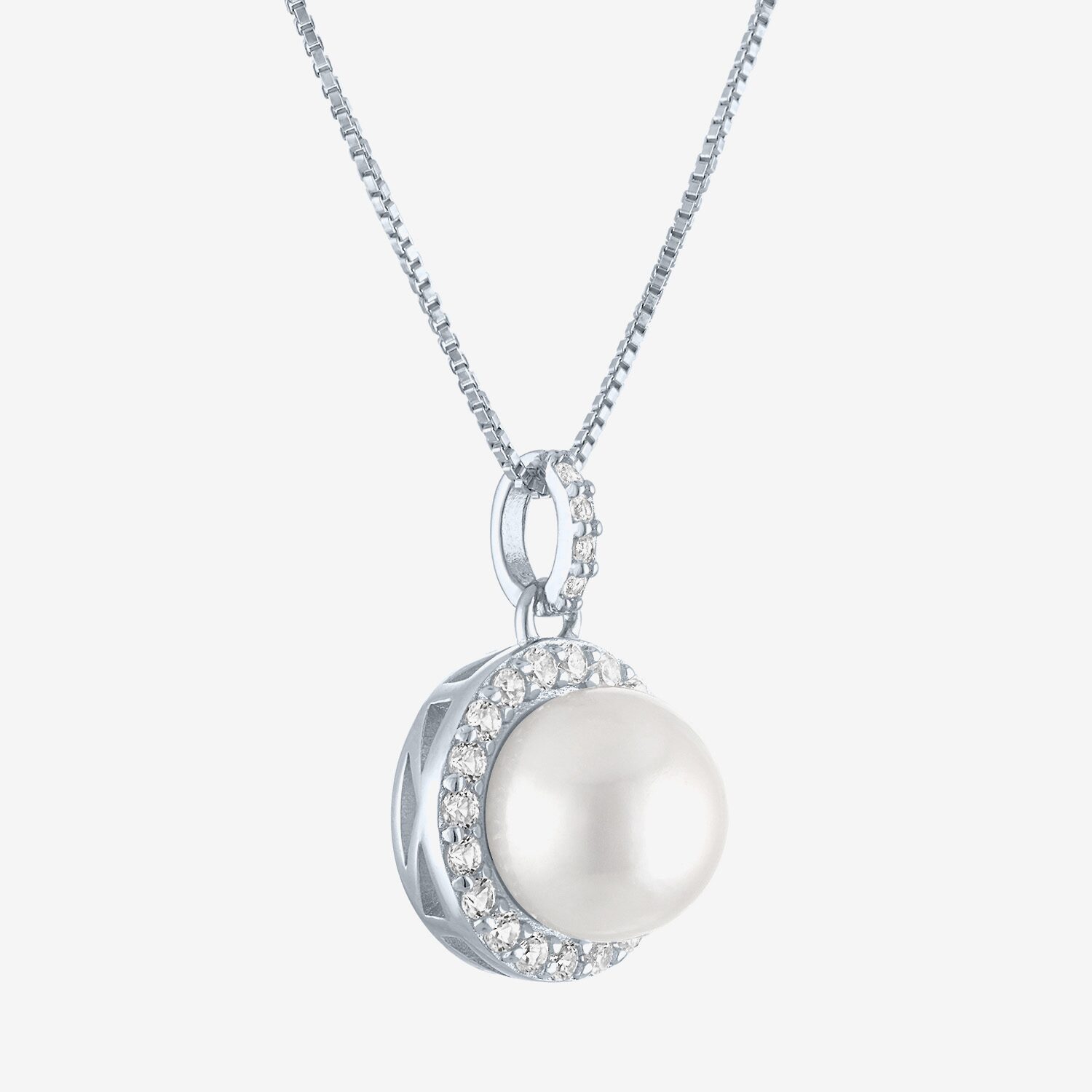 Womens White Cultured Freshwater Pearl Sterling Silver Round 18 Inch Pendant Necklace