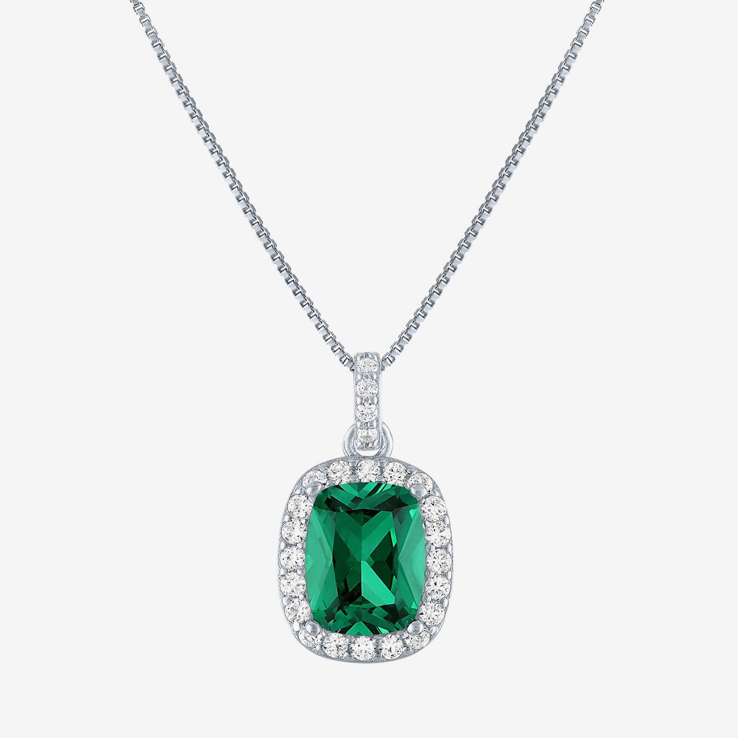 Womens Lab Created Gemstone Sterling Silver Halo Pendant Necklace