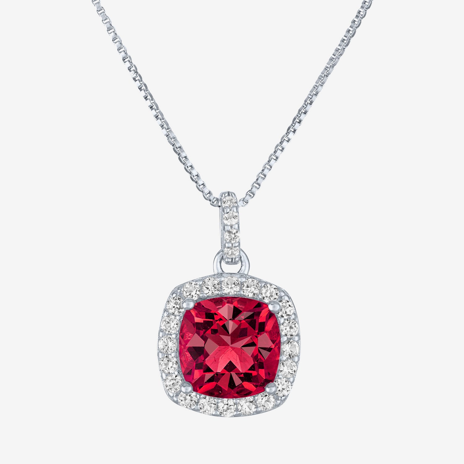 Womens Gemstone Sterling Silver Cushion Pendant Necklace