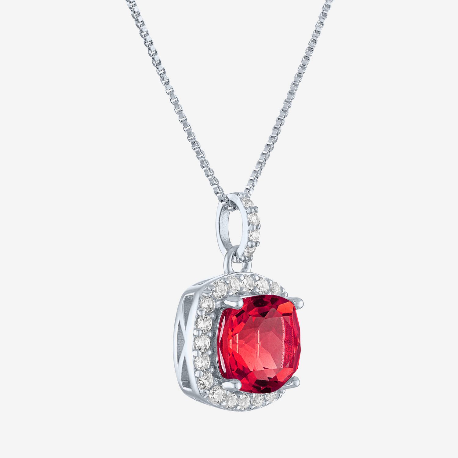 Womens Gemstone Sterling Silver Cushion Pendant Necklace