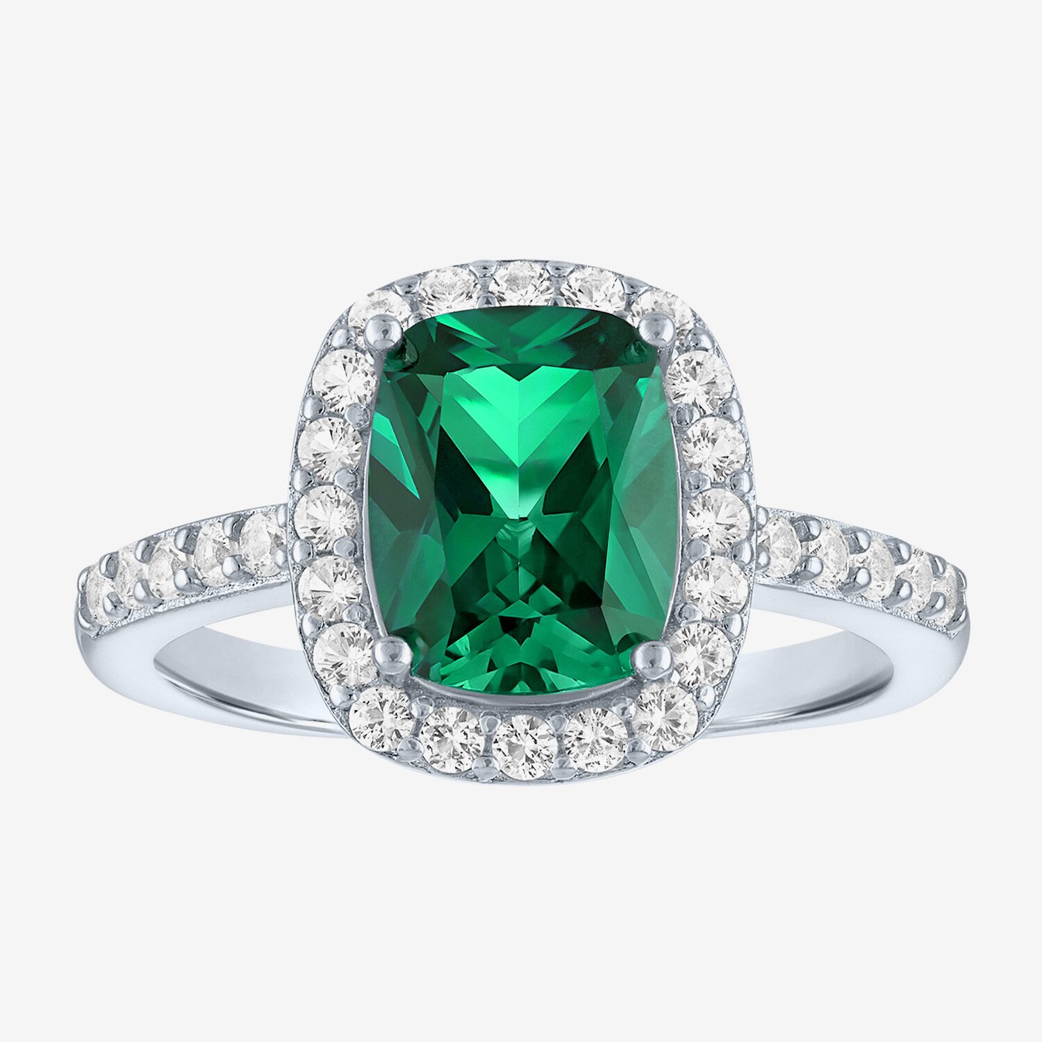 Womens Lab Created Gemstone Sterling Silver Halo Cocktail Ring