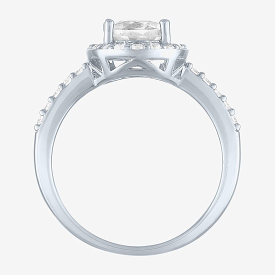 Gemstone Sterling Silver Oval Halo Side Stone Cocktail Ring