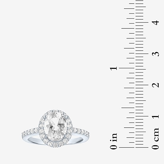 Gemstone Sterling Silver Oval Halo Side Stone Cocktail Ring