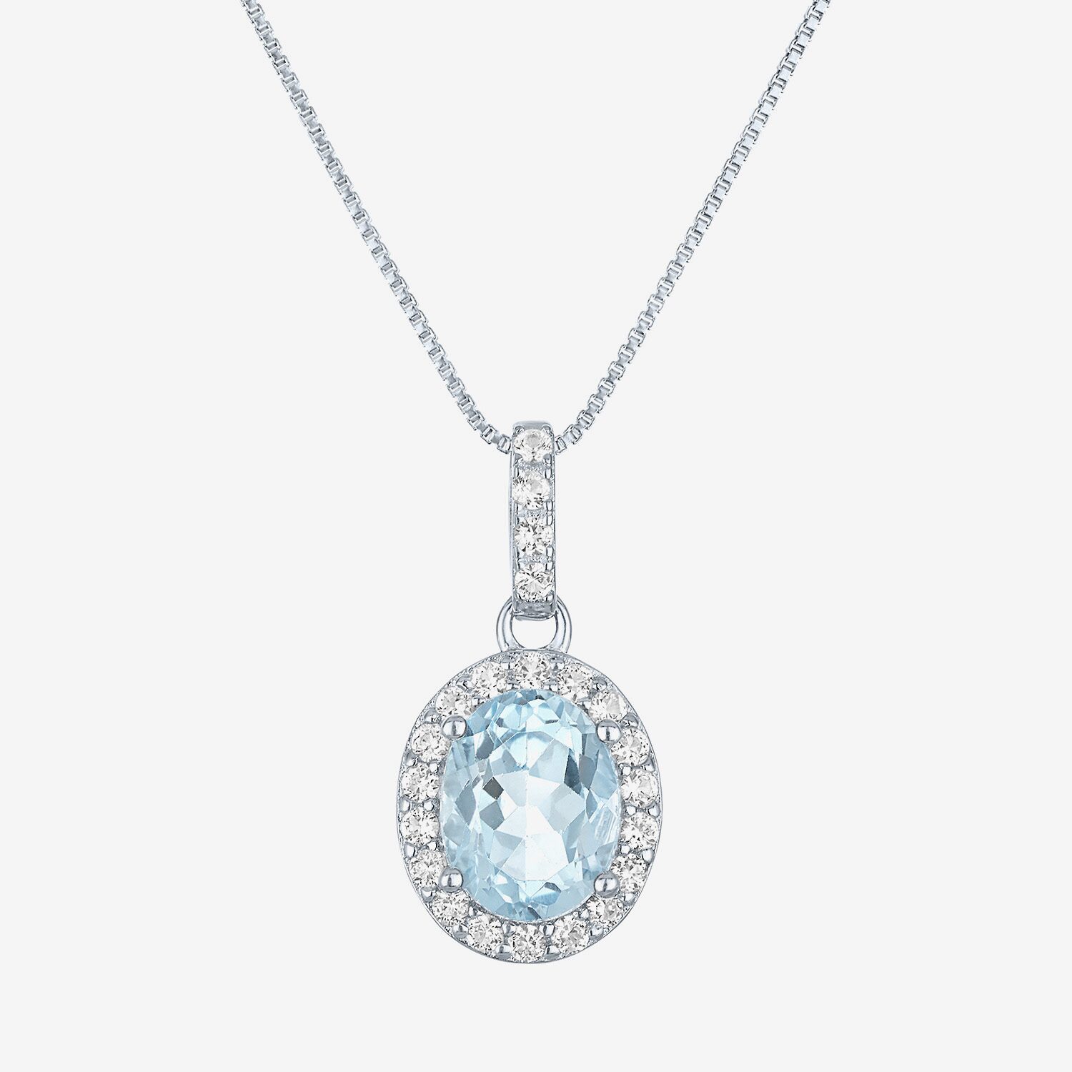 Gemstone Sterling Silver Oval Pendant Necklace