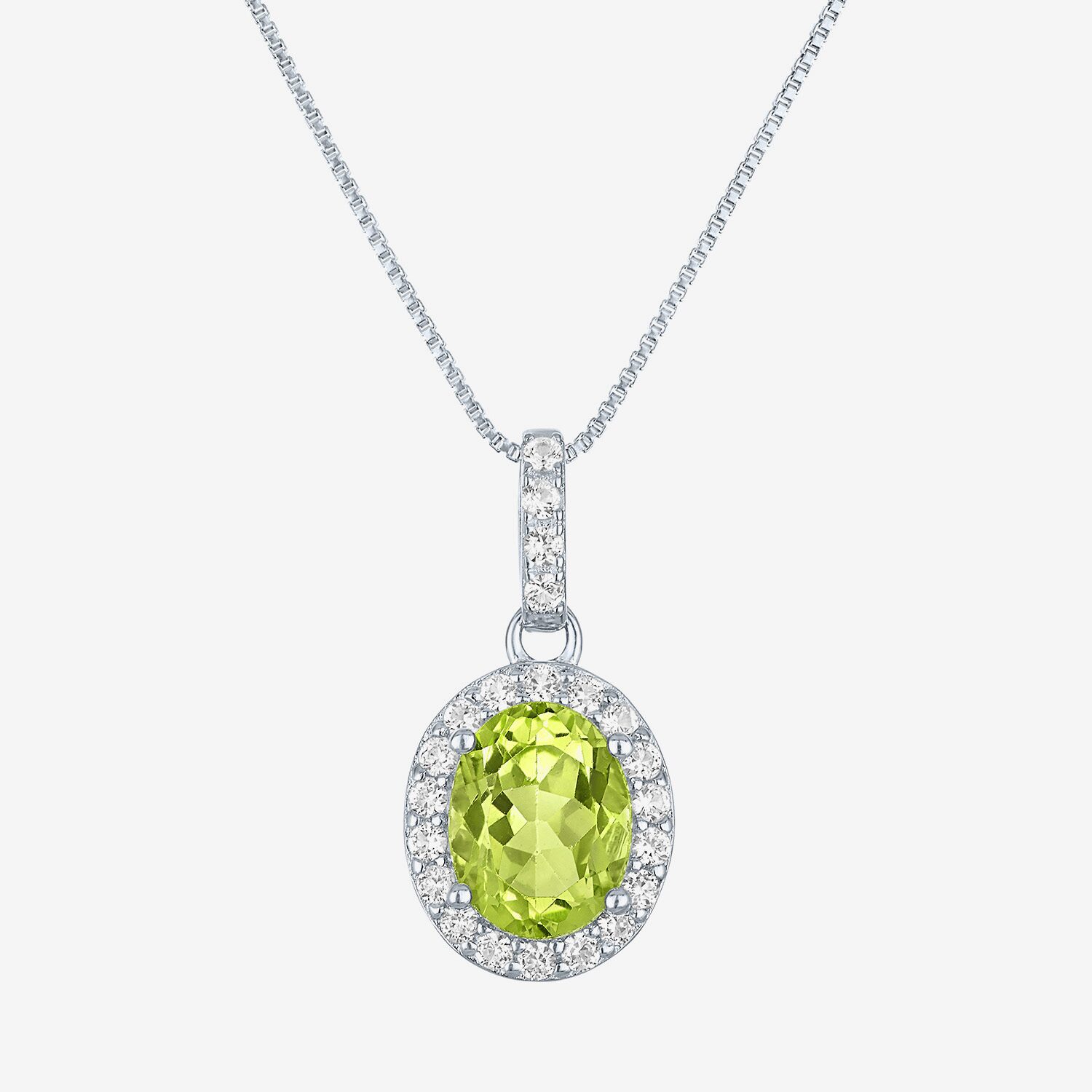 Gemstone Sterling Silver Oval Pendant Necklace