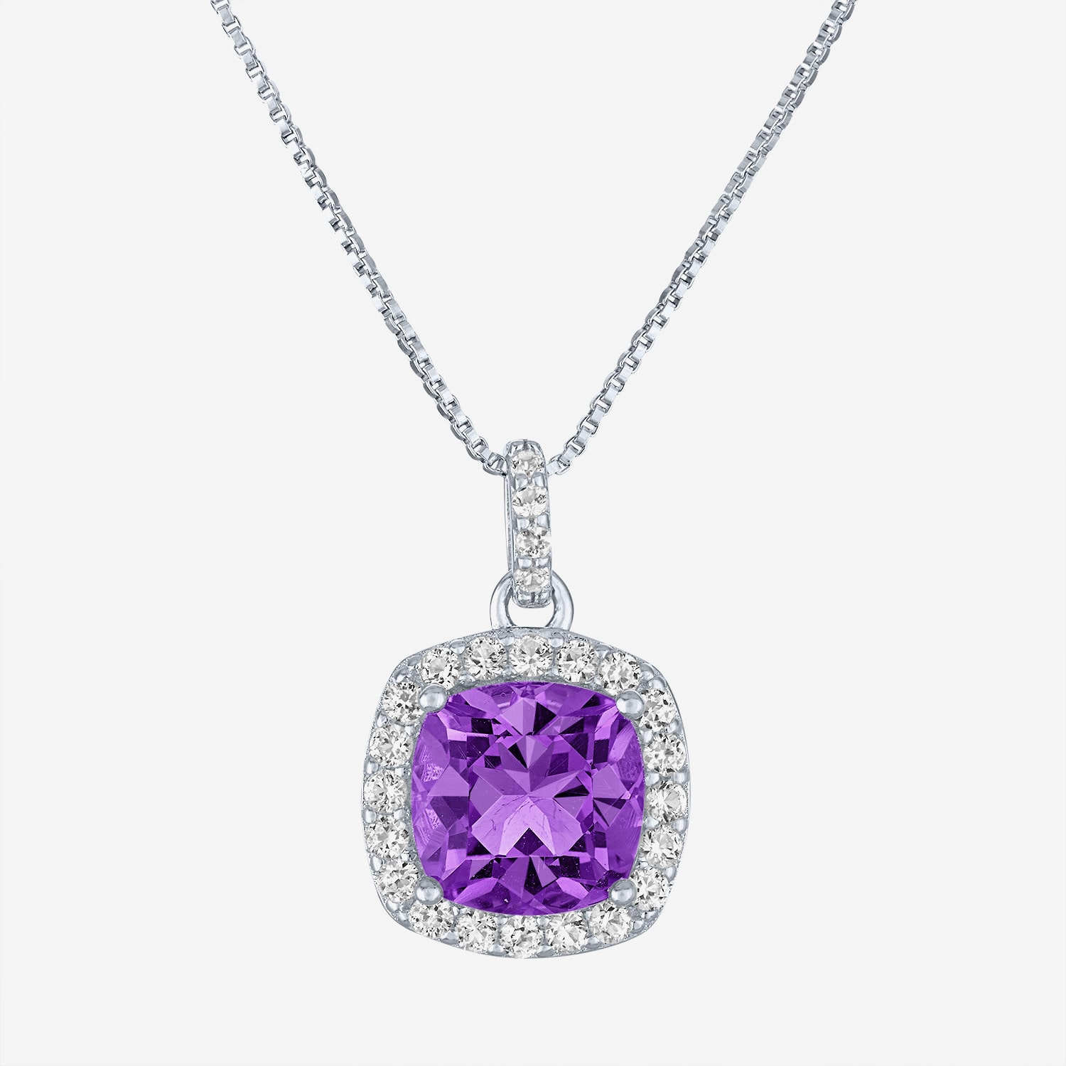 Womens Gemstone Sterling Silver Cushion Pendant Necklace