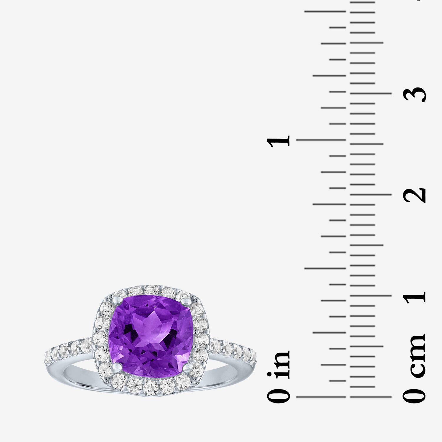 Womens Gemstone Sterling Silver Halo Cushion Cocktail Ring