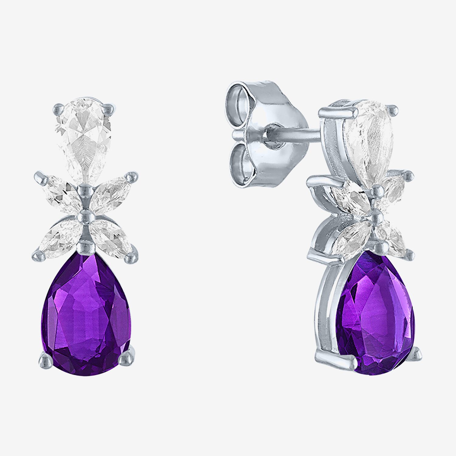 Gemstone Sterling Silver Pear Drop Earrings