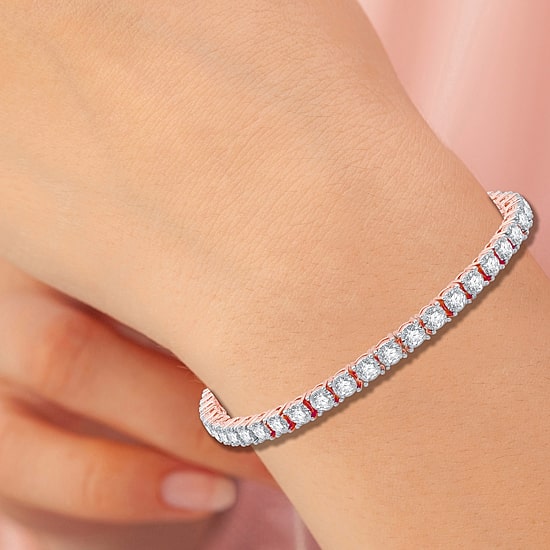 Womens 5 CT. T.W. Natural White Diamond 10K Gold 7.5 Inch Tennis Bracelet