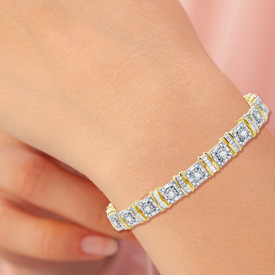 Womens 5 CT. T.W. Natural White Diamond 10K Gold 7.5 Inch Tennis Bracelet