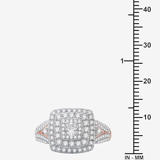 (H-I / I1) Womens 1 CT. T.W. Lab Grown White Diamond 10K Gold Side Stone Halo Bridal Set