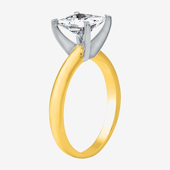 (G / SI2) Womens 2 CT. Lab-Grown White Diamond 14K Gold Princess-cut Solitaire Engagement Ring