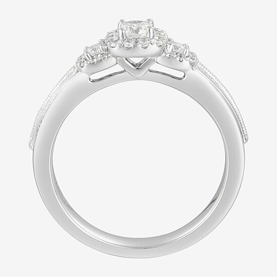 Love Lives Forever (F / Vs2) Womens 1/2 CT. T.W. Lab Grown White Diamond 14K Gold Round Side Stone Bypass  Engagement Ring
