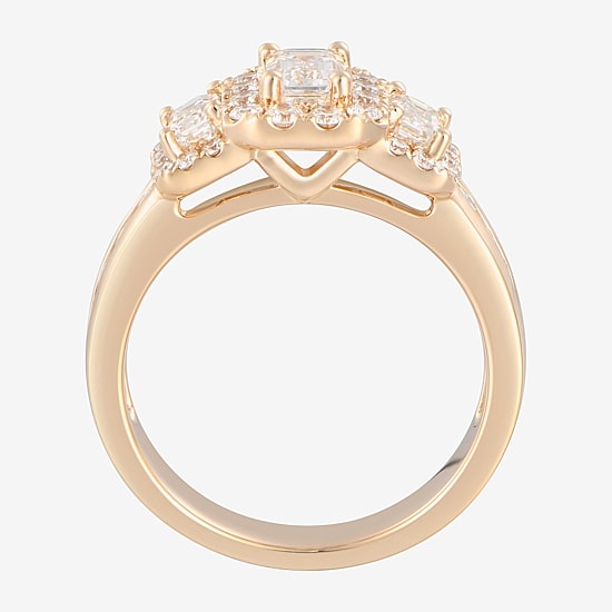 Love Lives Forever (F / Vs2) Womens 1 1/2 CT. T.W. Lab Grown White Diamond 14K Gold 3-Stone Bypass  Engagement Ring